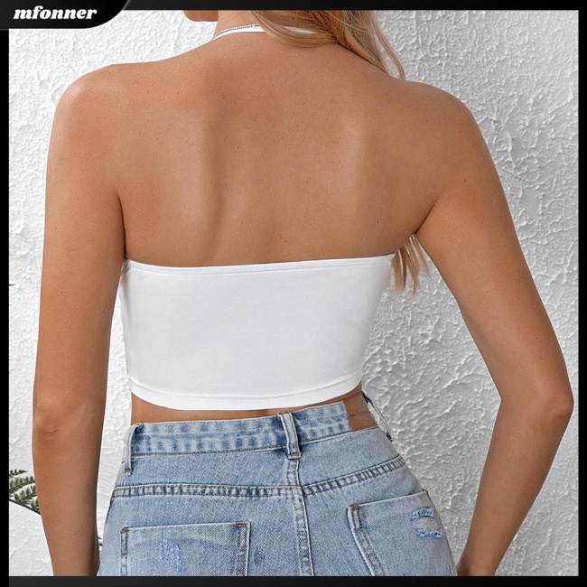 Áo Croptop Sát Nách Cổ Chữ V Khoét Sâu Hở Lưng Màu Sắc Trơn Quyến Rũ Cho Nữ