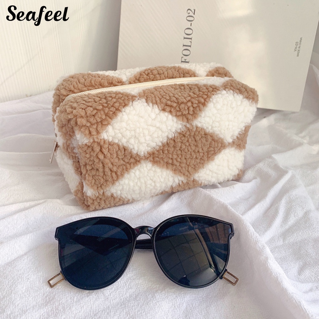 Túi Đựng Đồ Trang Điểm Sức Chứa Lớn Bằng Vải Lông Mềm Mại Cho Nữ