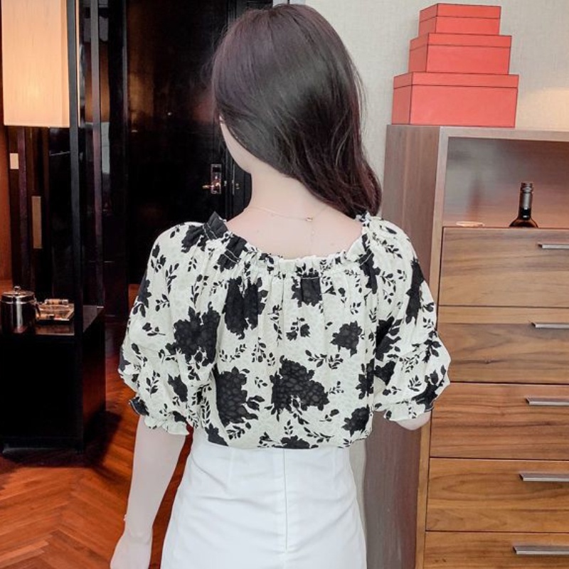 Áo Sơ Mi Tay Ngắn Dáng Rộng In Họa Tiết Hoa Phong Cách Hàn Quốc Thời Trang Mùa Hè Cho Nữ Mới