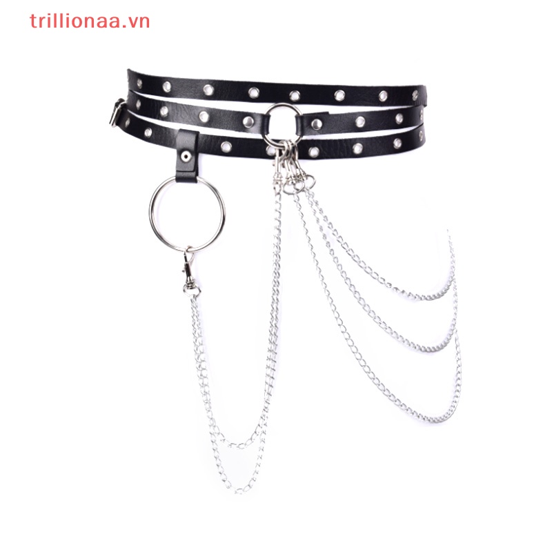 Đai Nịt Bít Tất Giả Da Phối Xích Phong Cách Punk Cá Tính Dành Cho Nữ