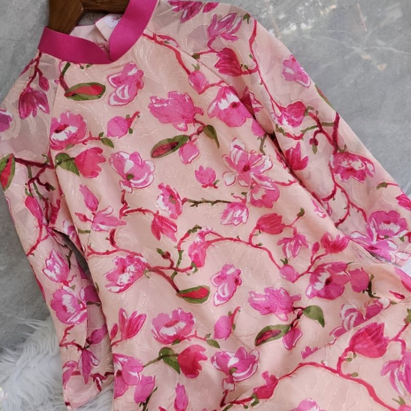 Áo dài tơ mộc 4 tà họa tiết hoa đẹp ⚡ HÀNG LOẠI 1 ⚡ Áo dài tay lỡ hàng thiết kế chất vải mềm mại co giãn nhẹ