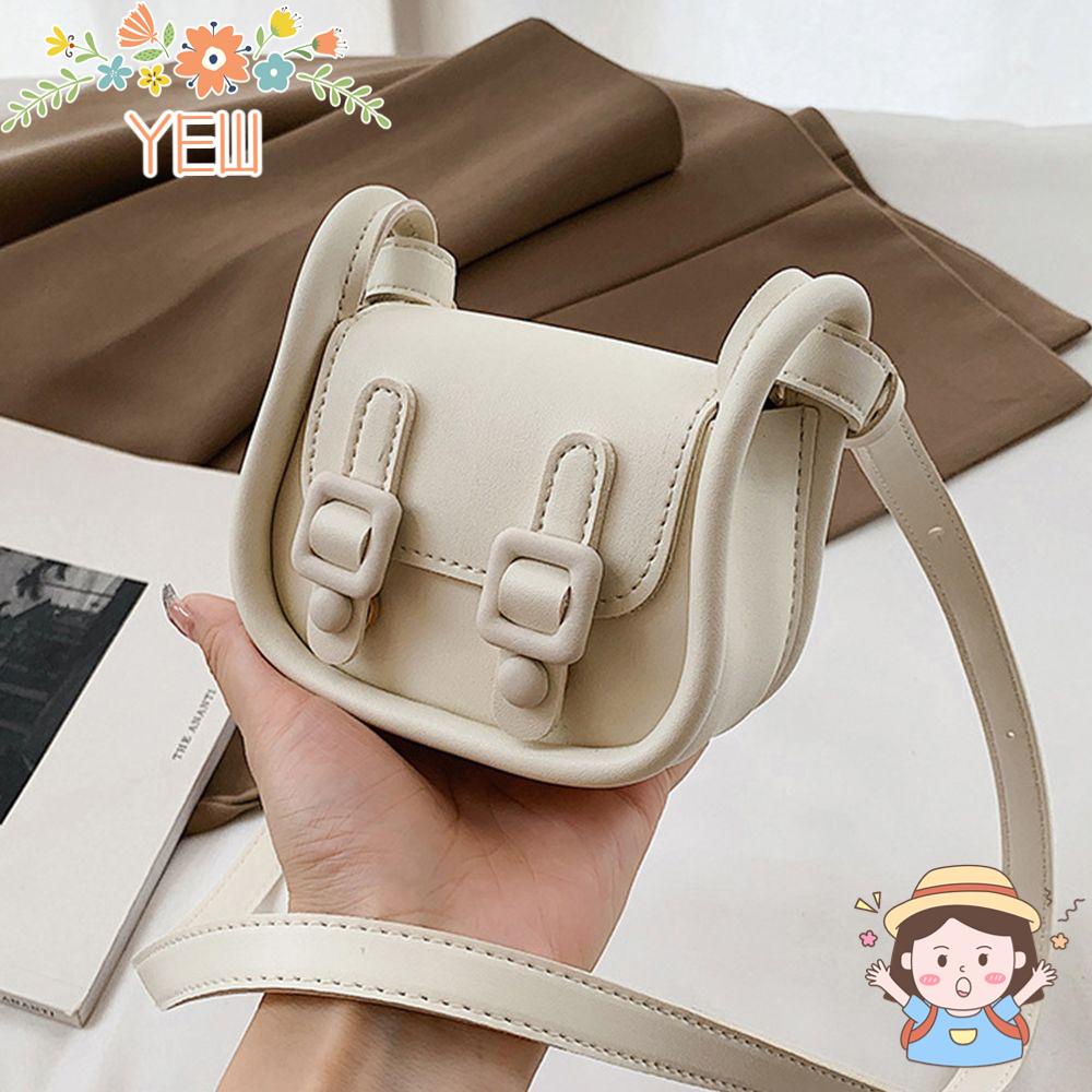 Túi Đeo Chéo Nắp Gập Bằng Da Màu Sắc Tinh Khiết Thời Trang