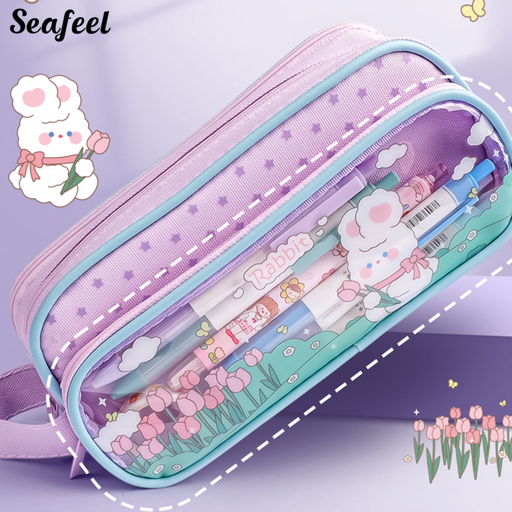 Túi Đựng Bút 3 Ngăn Sức Chứa Lớn Nhỏ Gọn Đơn Giản