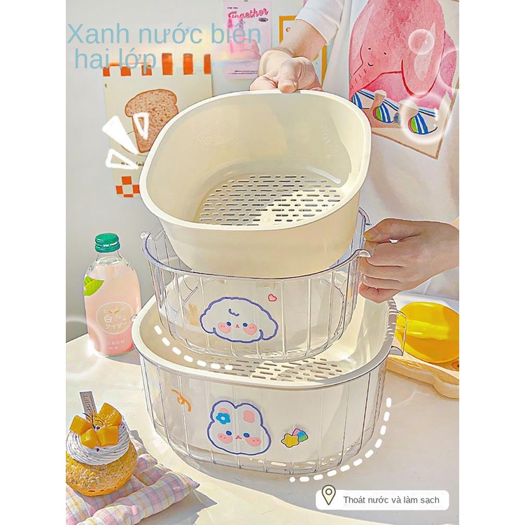 Rổ Rửa Trái Cây Rau Củ Quả Hai Lớp Tiện Lợi