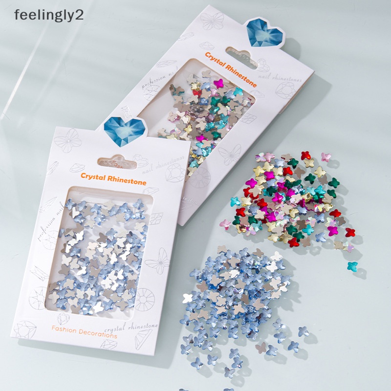 Bộ 100 Hạt Đá 3D Hình Bướm Mặt Kính Dùng Trang Trí Móng Tay DIY