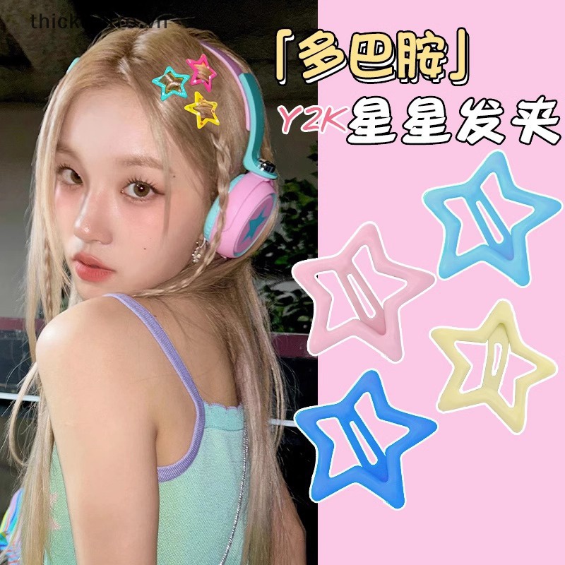 Set 10 Kẹp Tóc Hình Ngôi Sao Năm Cánh Nhiều Màu Sắc Phong Cách Hàn Quốc Cho Bé Gái