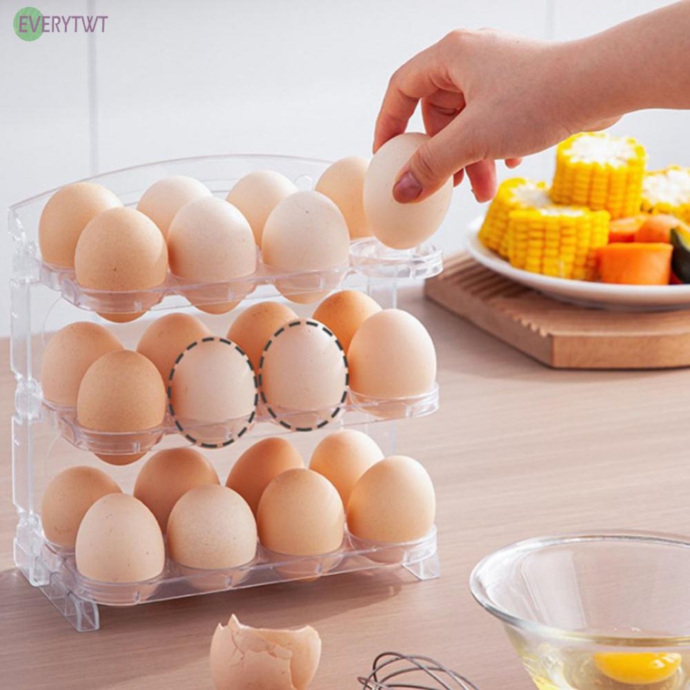 ⭐24H SHIPING ⭐Folding Egg Holder Storage Box for Refrigerator Egg Tray Fridge Organizer New