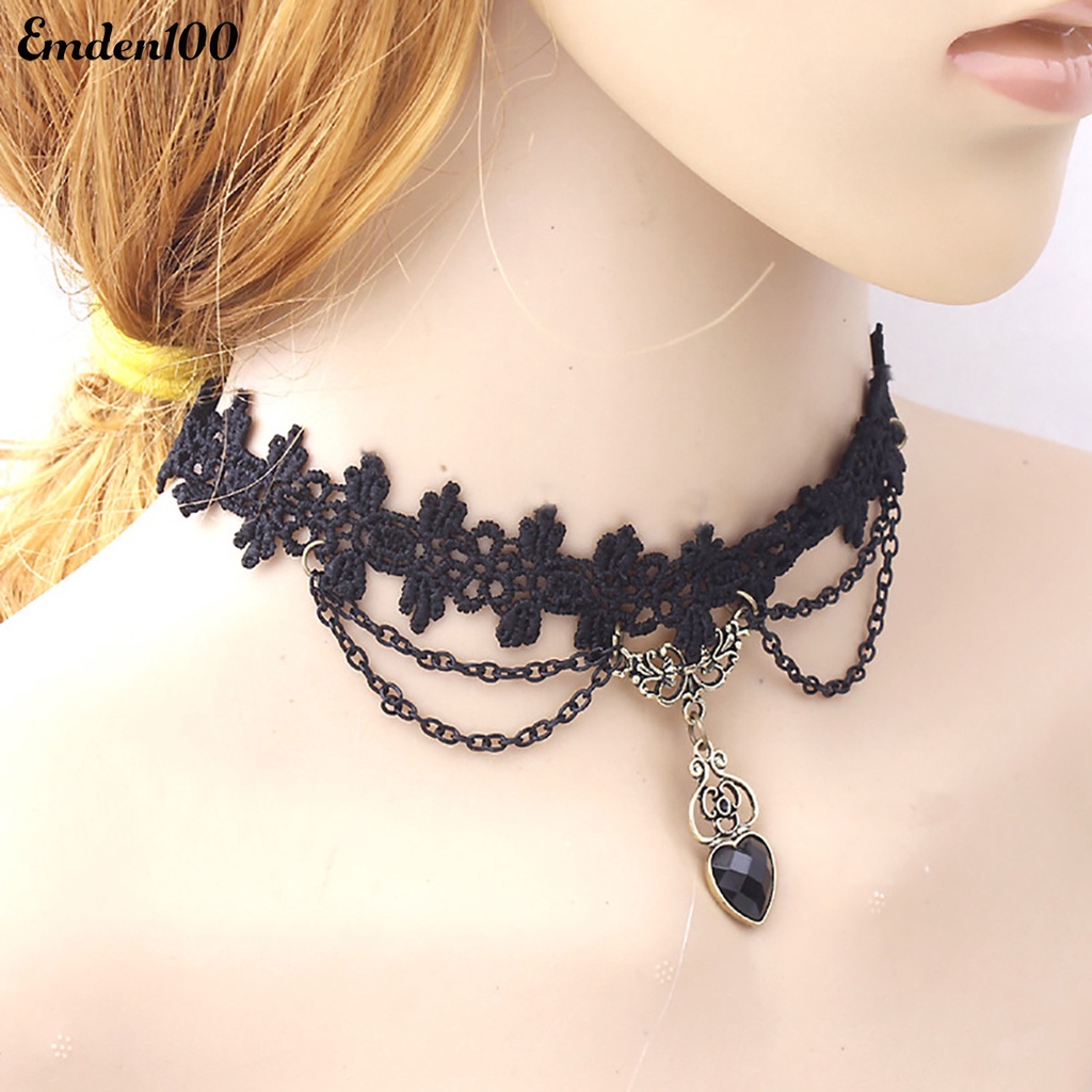 Vòng Cổ Choker Ren Màu Đen Thời Trang Cho Nữ