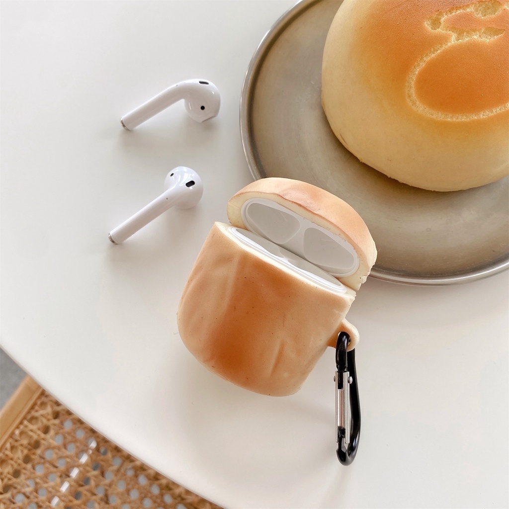 Vỏ Bảo Vệ Hộp Sạc Tai Nghe Bluetooth Không Dây Airpods Pro 1 / 2 / 3 Pro2 Bằng Silicon Hình Bánh Mì 3D Dễ Thương