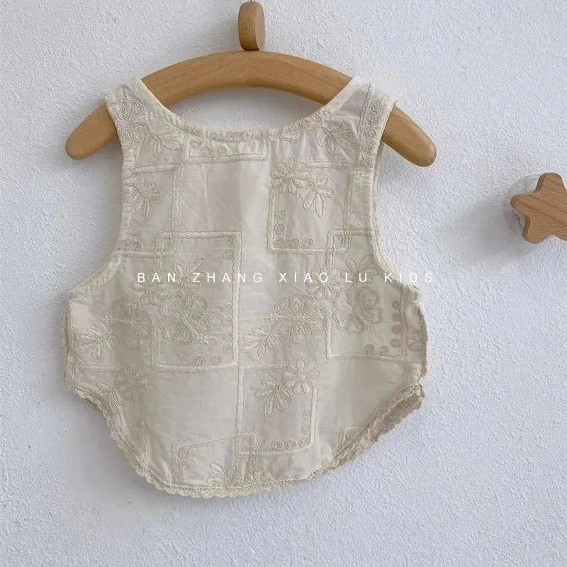 Bộ Áo Không Tay Thêu Họa Tiết Tinh Tế Mẫu Mới 2023 Dành Cho Bé Gái