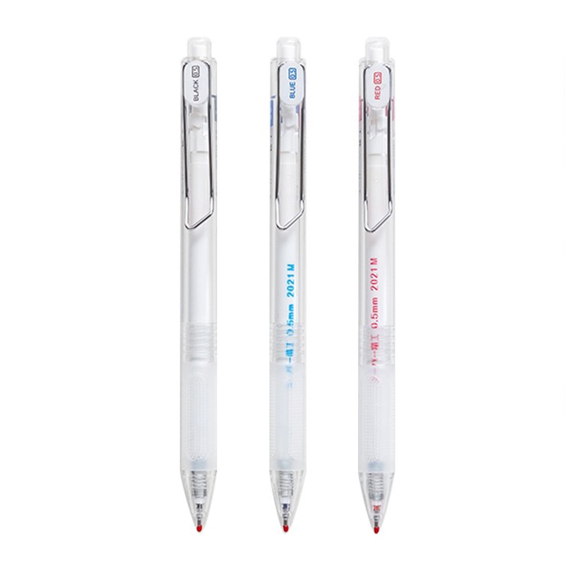 Bút Mực Gel Trong Suốt Nhanh Khô Ngòi 0.5mm Màu Đỏ / Xanh Dương