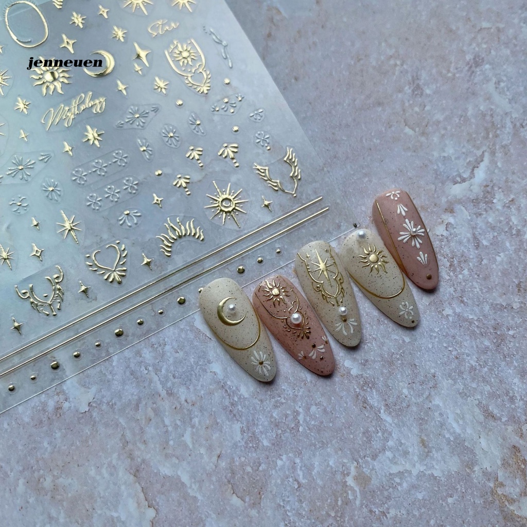 Nhãn Dán Trang Trí Móng Tay Tự Dính Siêu Mỏng Hình Trăng Sao