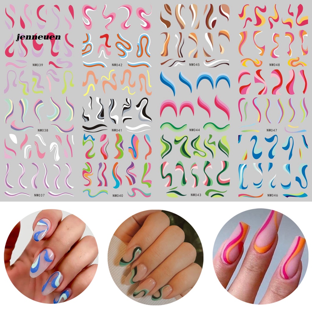 Set 3 Miếng Dán Trang Trí Móng Tay Họa Tiết Hình Học DIY