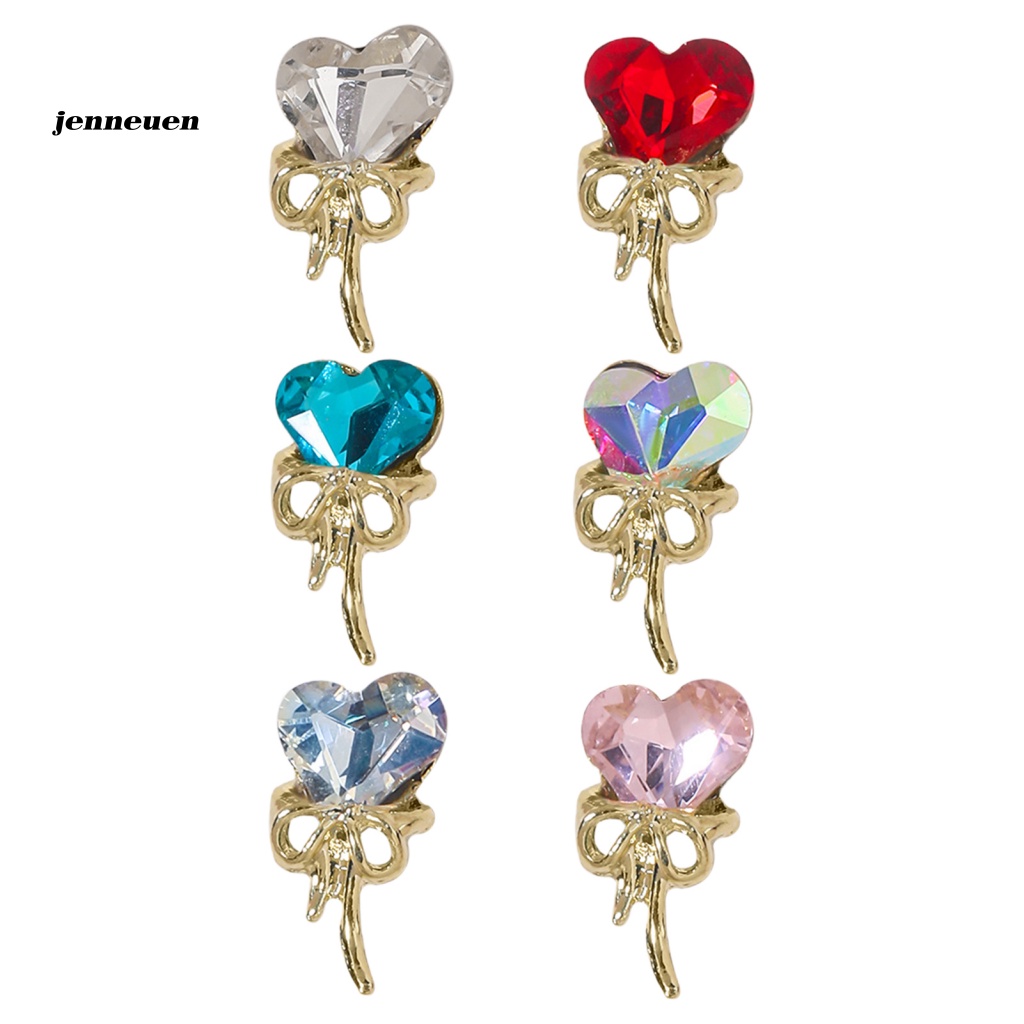 Set 10 Phụ Kiện Trang Trí Móng Tay Nghệ Thuật Hình Trái Tim Bằng Hợp Kim