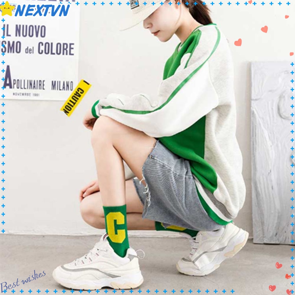 Đôi Vớ Thoáng Khí Mềm Mại In Chữ Đơn Giản Thời Trang Cho Nữ