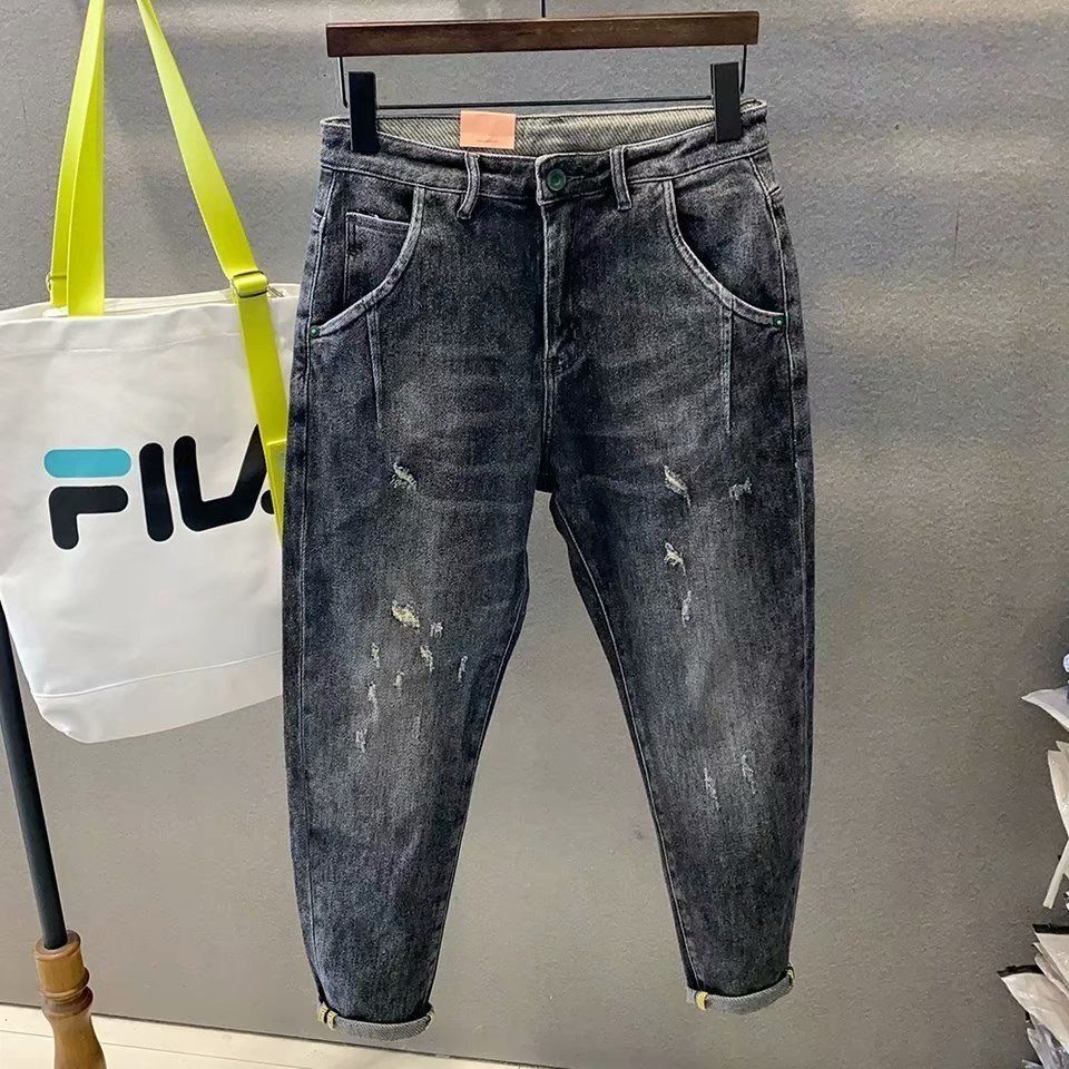Quần Jeans Dài Phối Vết Rách Thời Trang Cá Tính Cho Nam
