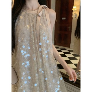 Đầm Hai Dây Màu Xanh Dương Xinh Xắn Thời Trang