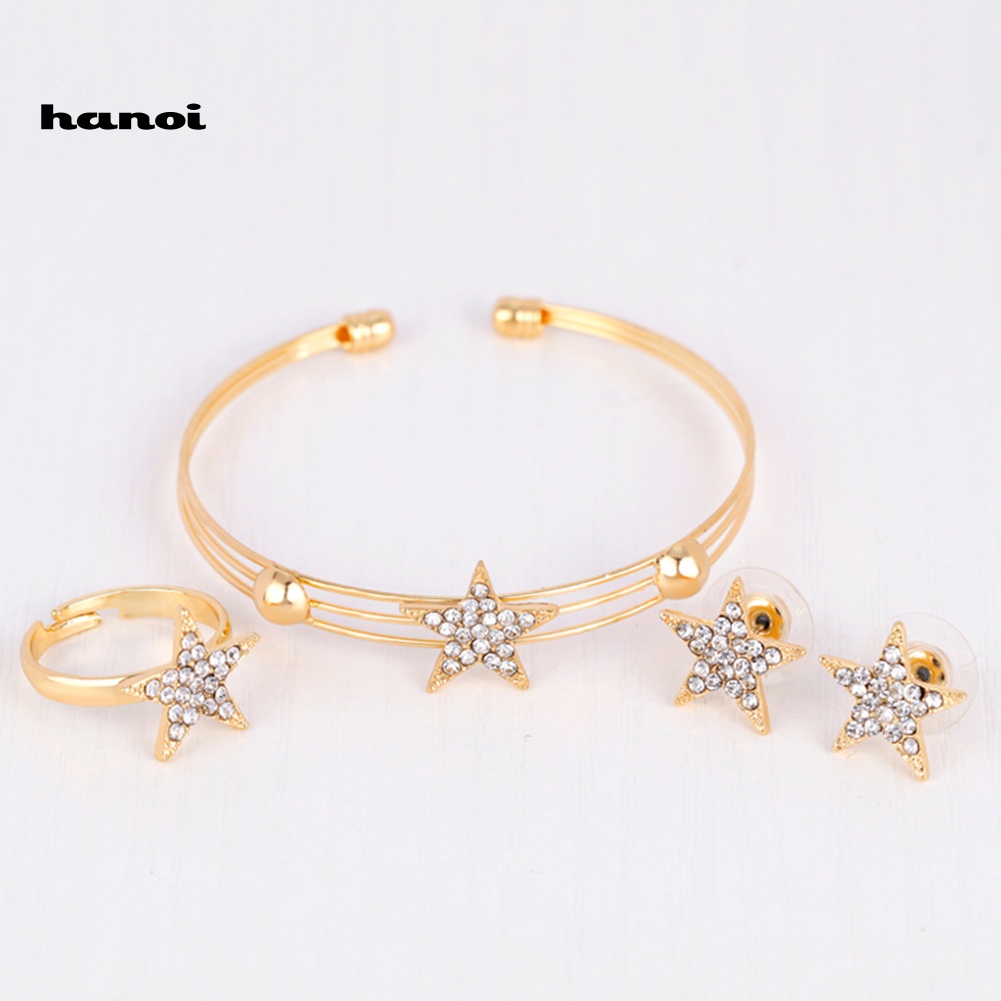 Bộ Trang Sức Hình Ngôi Sao Đính Đá Nhân Tạo Thời Trang