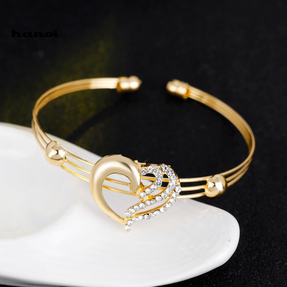 Bộ Trang Sức Mặt Trái Tim Rỗng Đính Đá Thời Trang