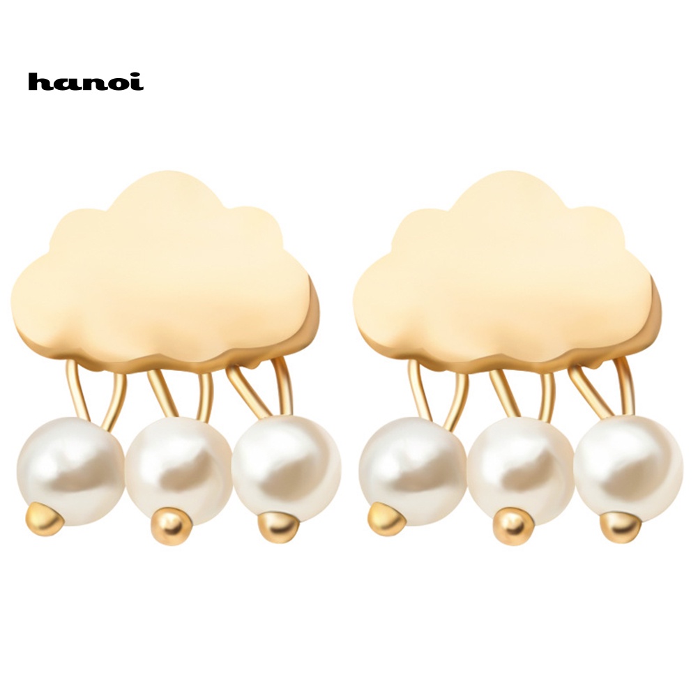 Bông Tai Hình Đám Mây Mưa Đính Ngọc Trai Giả Thời Trang Cho Nữ