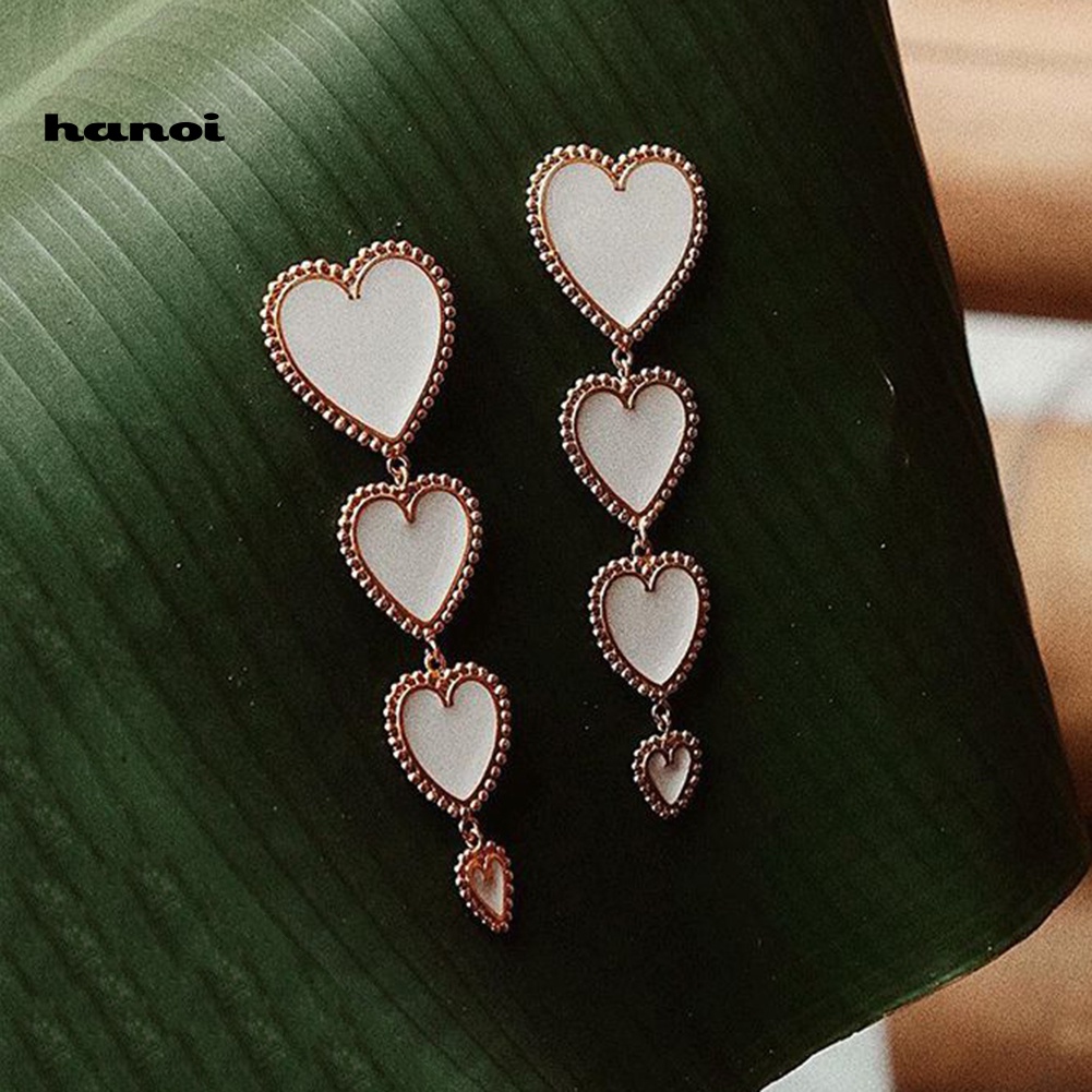 Khuyên Tai Nữ Dáng Dài Hình Trái Tim Thời Trang