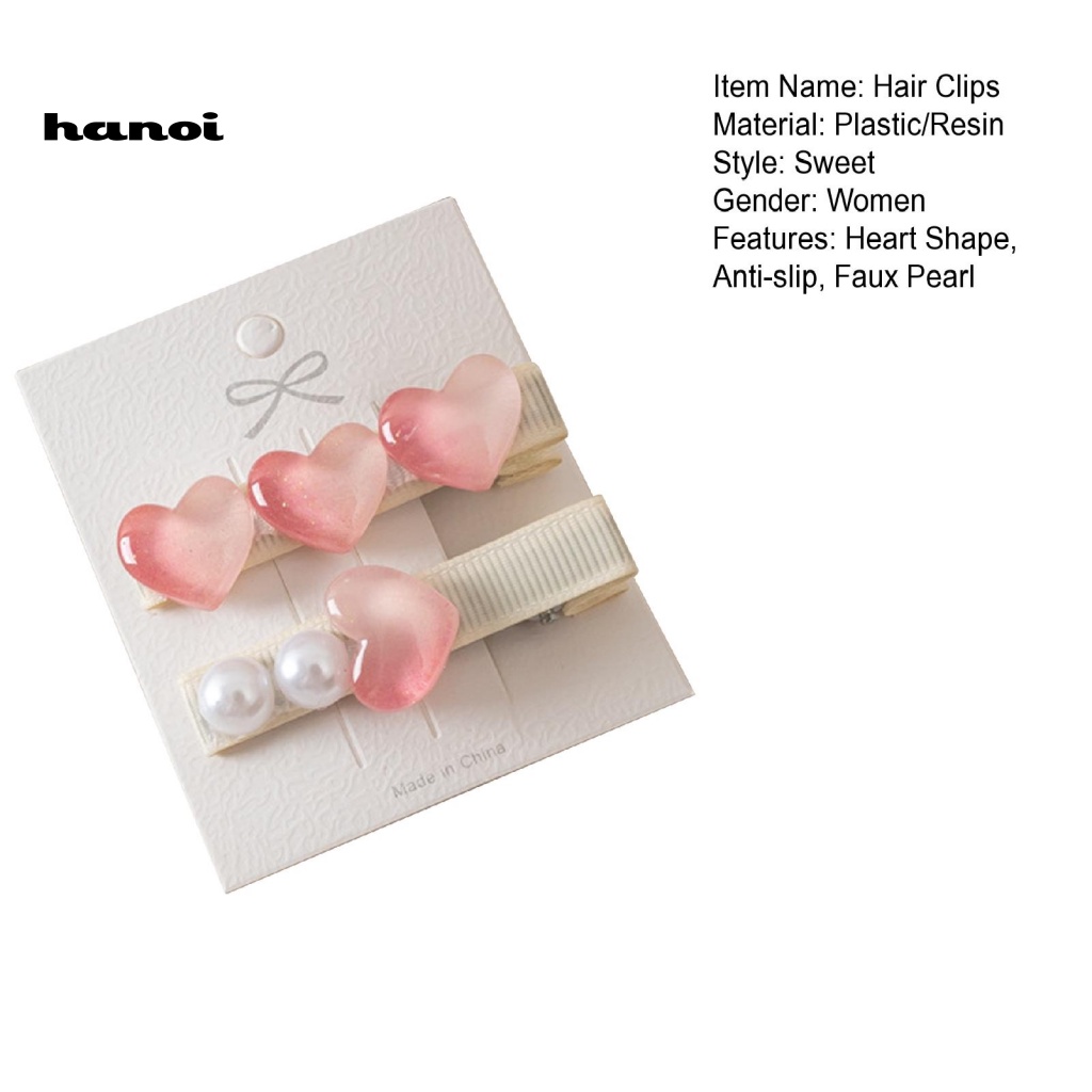 1 Cặp Kẹp Tóc Mái Trong Suốt Gọn Nhẹ Chống Trượt Hình Trái Tim Màu Gradient Dành Cho Nữ