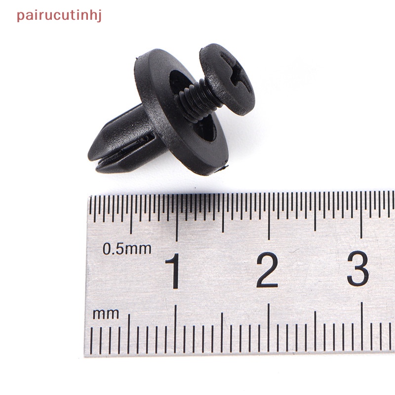 FENDER Set 50 Đinh Vít Nhựa 6Mm Màu Đen Chuyên Dụng Cho Xe Hơi
