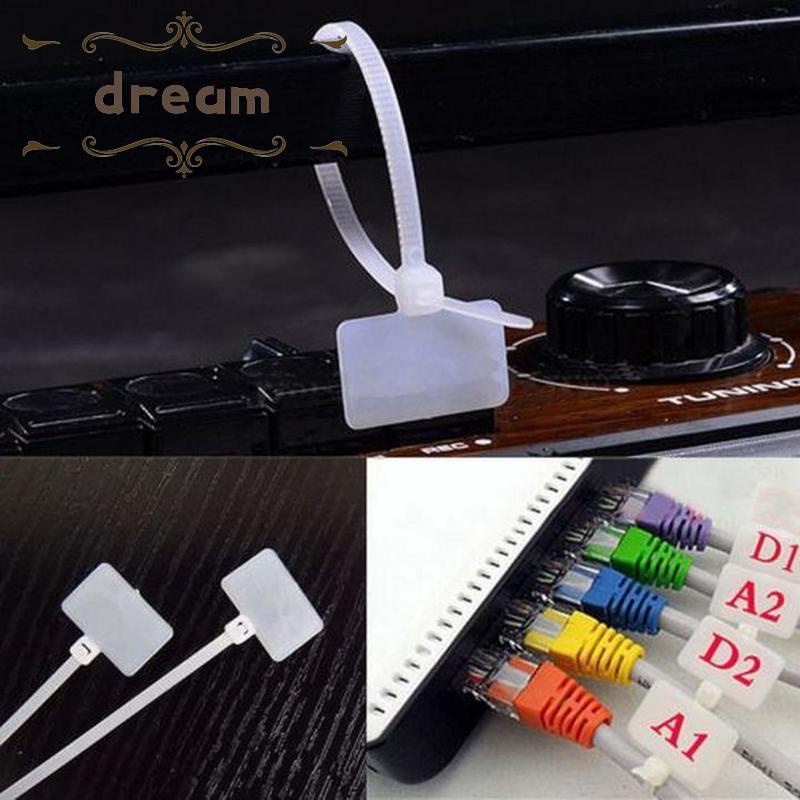 Plastic Nylon Label Tie Network Cable Marker Cord Wire Straps Zip Label Ties