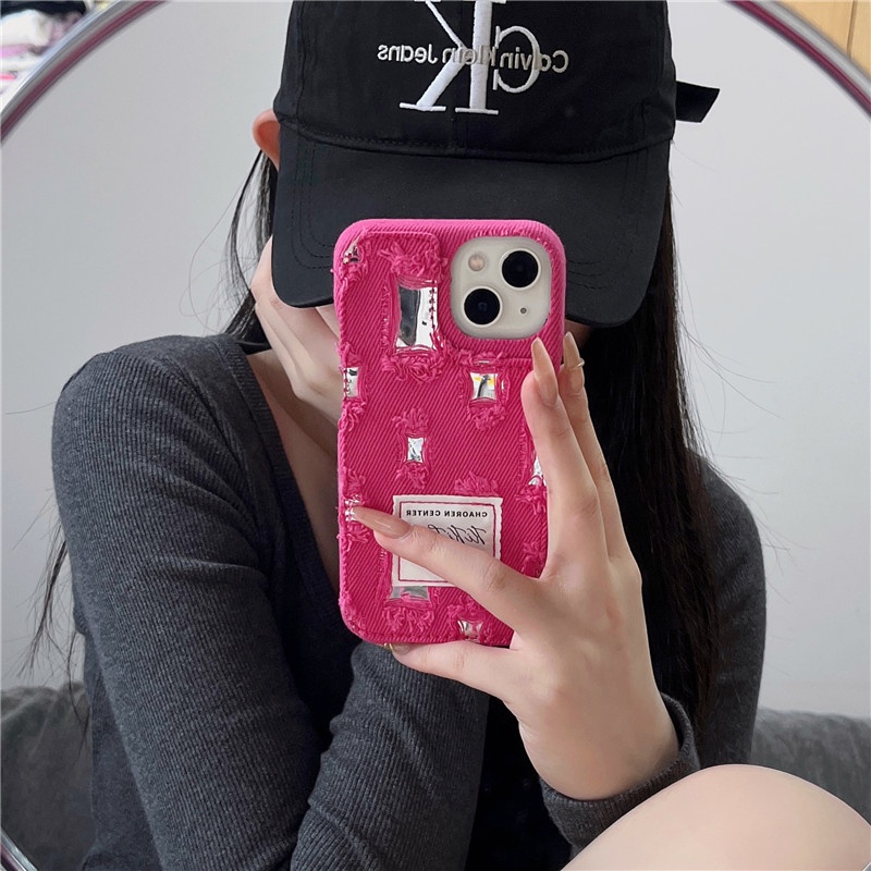 Hoạt Hình Ốp Điện Thoại denim Tráng Gương iphone15 15pro 15promax 14promax 14 14pro 13 13pro 13promax 12 12promax 12pro 11