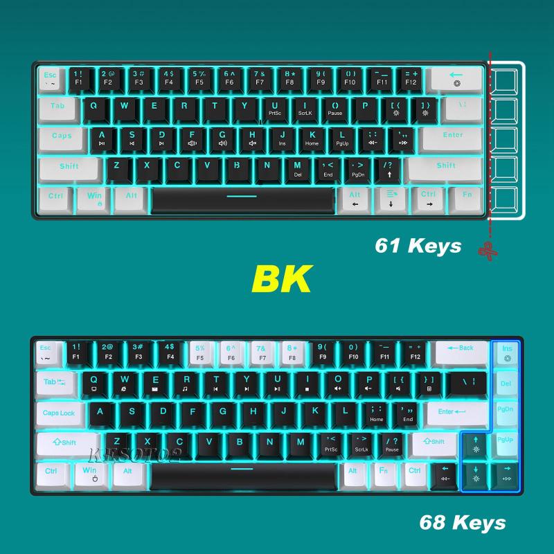 Bàn Phím Cơ Gaming 68 Phím Có Đèn Nền Xanh Dương / Hot Swappable Dùng Cho Game Thủ / Nhà Ở / Văn Phòng