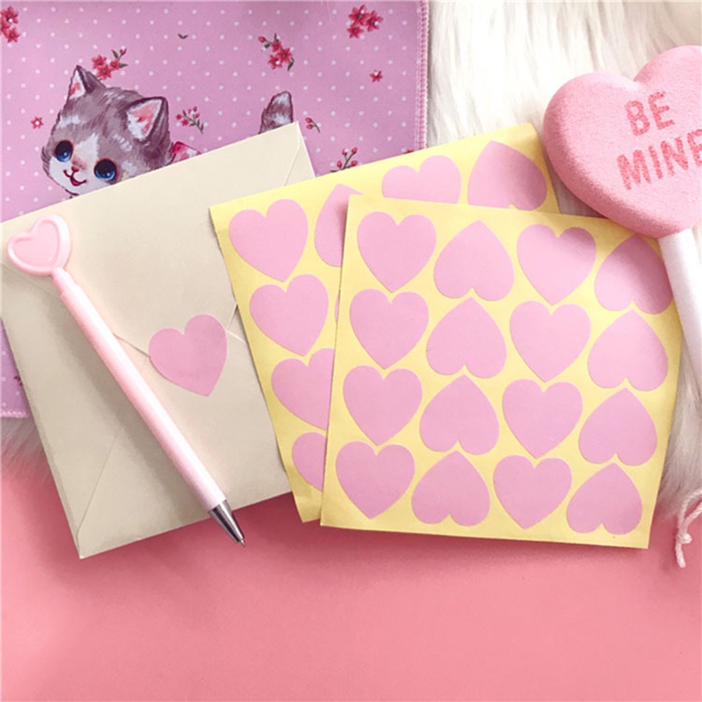 Set 10 Tờ / 160 Miếng Dán Hình Trái Tim Màu Hồng Trang Trí Sổ Tay
