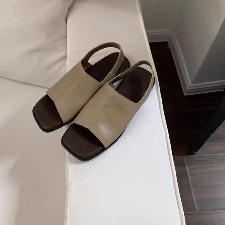 Dép Sandal Hở Mũi Đế Bằng Phong Cách retro Thời Trang Cho Nữ