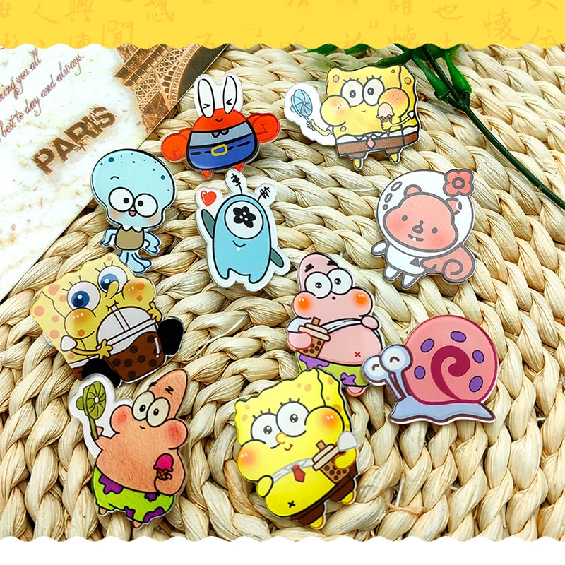 Just star phim hoạt hình dễ thương little spongebob mặt dây chuyền phong cách nhật bản phụ kiện trâm cài túi ghim đồ trang sức thời trang nhật bản giản dị bộ sưu tập