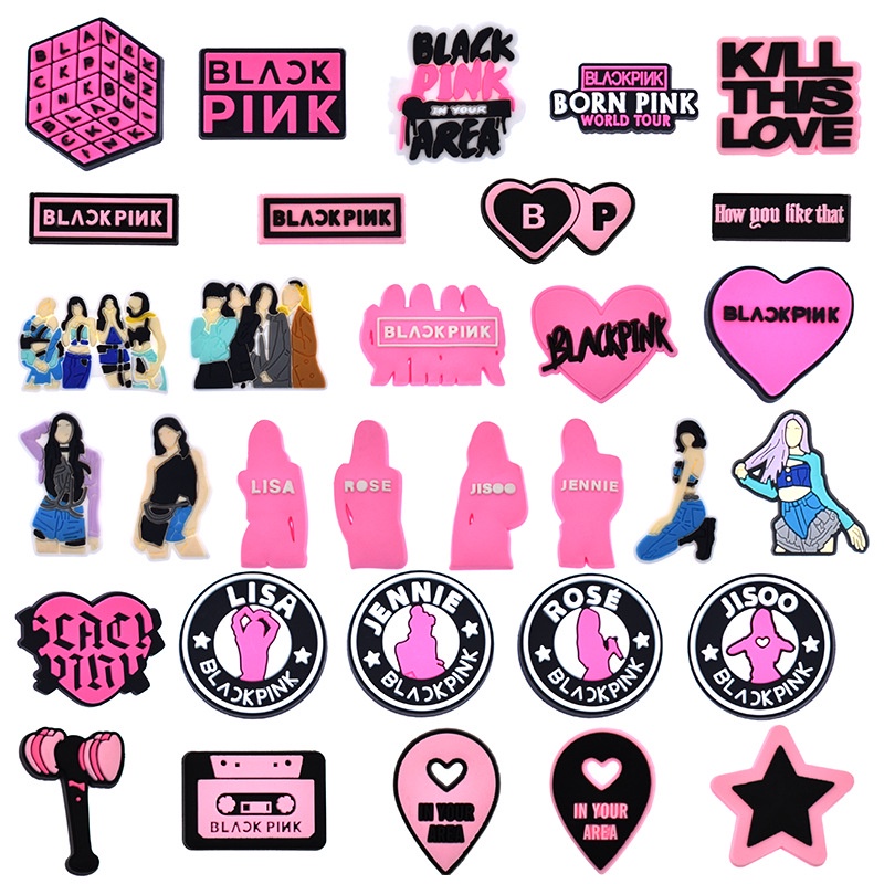 Phụ Kiện Trang Trí Giày Crocs Hình Jennie Jibbitz Hoạt Hình Blackpink Jibits Kpop Lisa Jibbits