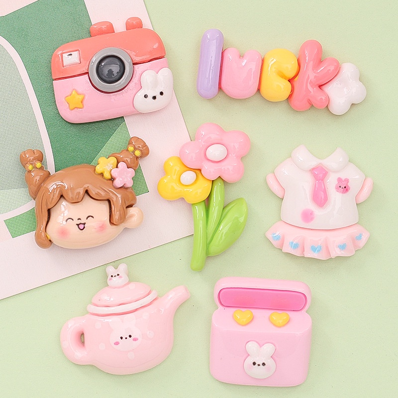 Set 10 Miếng Dán Trang Trí Điện Thoại / Máy Ảnh May Mắn DIY Dễ Thương