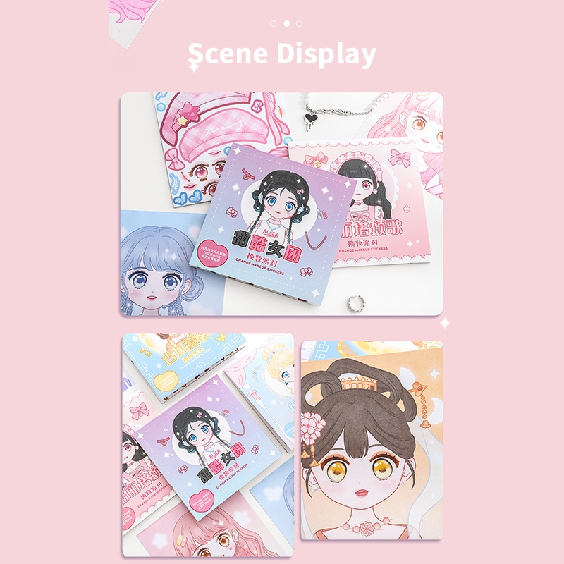 Nhãn dán trang điểm thay đổi hình công chúa bóc dính sticker make up đồ chơi thủ công DIY quà tặng trang trí cho bé gái yk