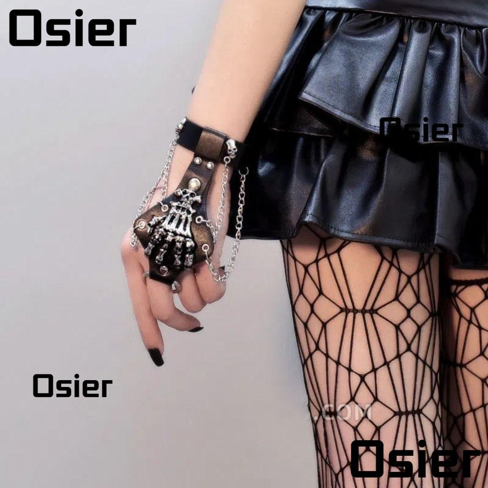 Vòng Tay Da Mặt Hình Đầu Lâu 1 Đầu Lâu Phong Cách Punk Rock Gothic Cho Nam