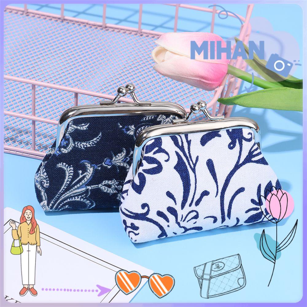 Ví cầm tay MIHAN1 bằng vải canvas có khóa cài in hoa phong cách vintage thời trang cho nữ