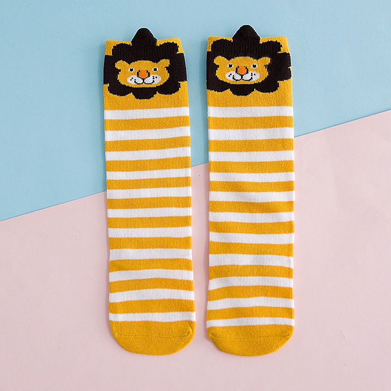 Vớ Cotton Cổ Vừa Họa Tiết Sư Tử Hoạt Hình Siêu Dễ Thương Cho Bé 0-3 Tuổi