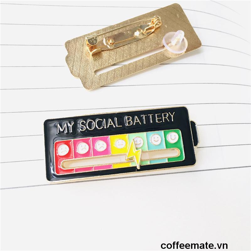 ⚡Trâm Cài Áo Hợp Kim Họa Tiết Hoạt Hình MY SOCIAL BATTERY Sáng Tạo