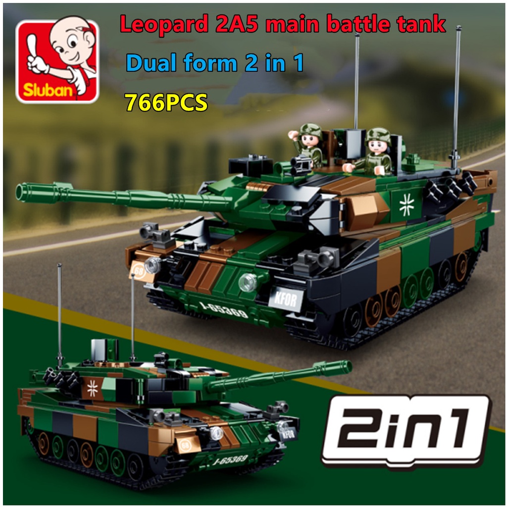 Mô hình đồ chơi giáo dục Lắp ráp Xe tăng quân sự military Sluban B0839  Leopart 2A5 MBT của quân đội Đức 766 chi tiết