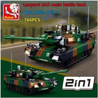 Mô hình đồ chơi giáo dục Lắp ráp Xe tăng quân sự military Sluban B0839 Leopart 2A5 MBT của quân đội Đức 766 chi tiết