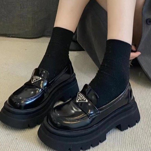 Giày Lười Da Đế Dày Tăng Chiều Cao Mũi Tròn Thời Trang Xuân Hè 2023