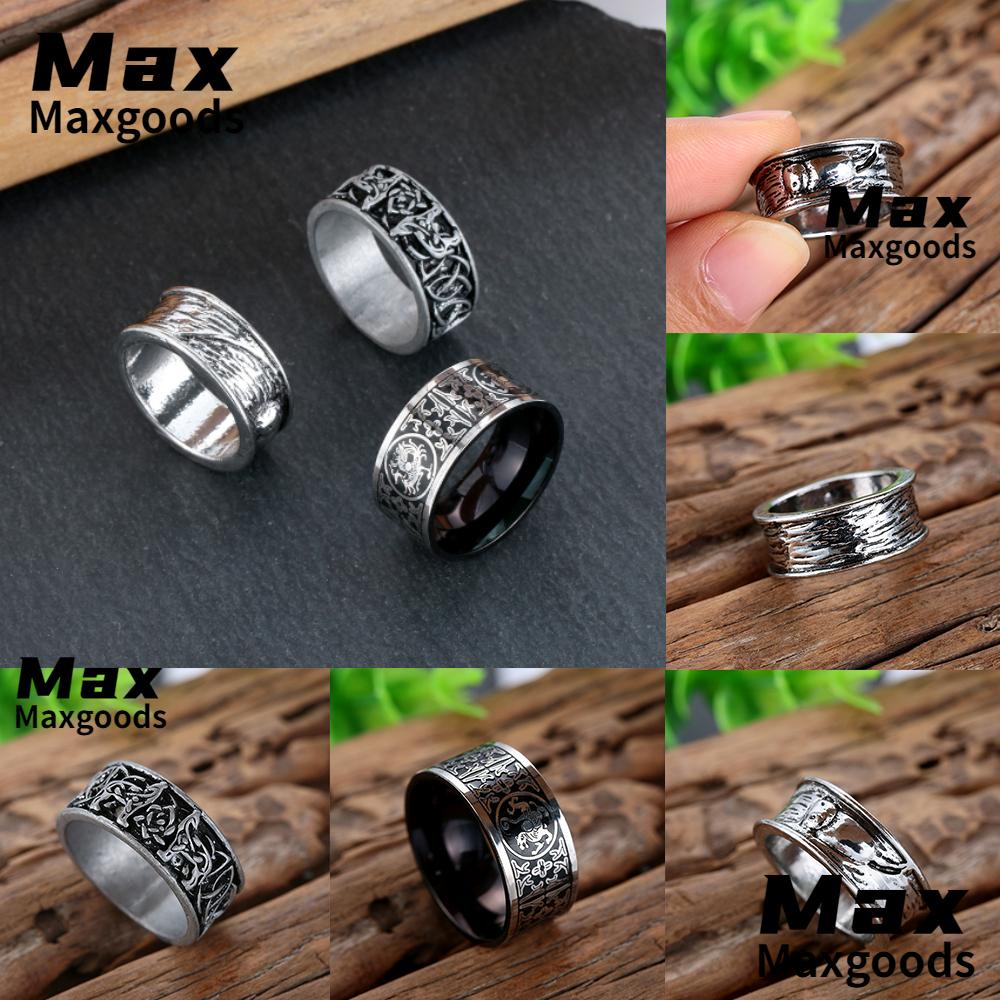 Nhẫn Thép Titan Khắc Hình Sói Khổng Lồ Thời Trang Phong Cách Hip Hop Gothic Dành Cho Nam Đi Xe Đạp