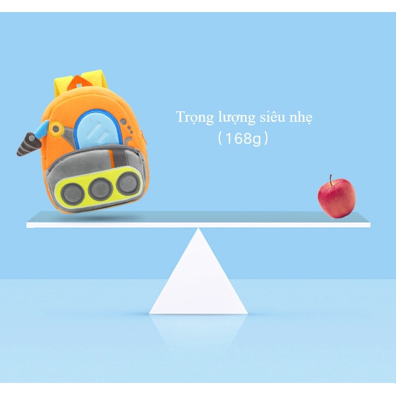 Balo hình ô tô máy móc cho cho bé trai, bé gái mẫu giáo chất liệu nỉ nhung siêu nhẹ, xinh xắn thời trang