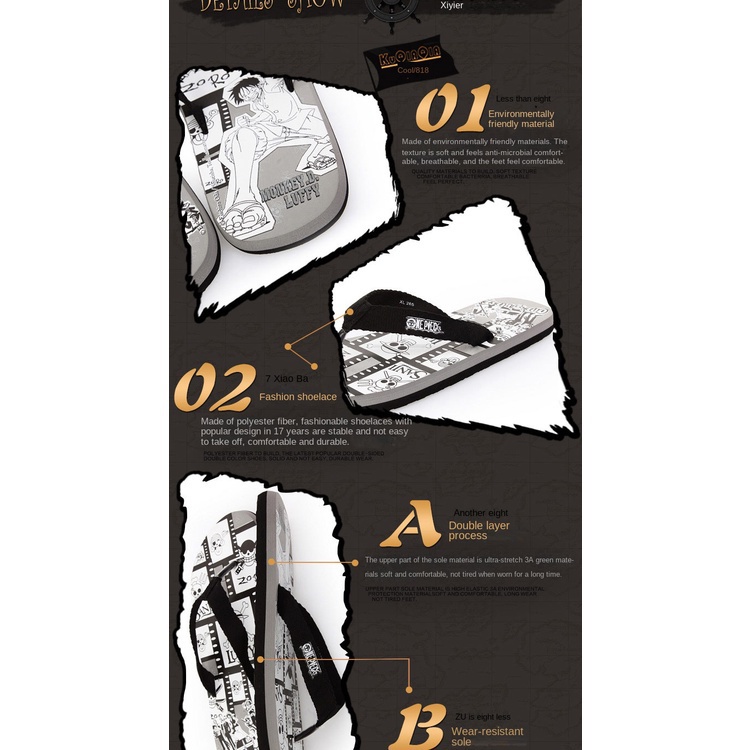 Dép Xỏ Ngón Đi Biển Thời Trang Mùa Hè Phong Cách Bán Sỉ Anime One Piece Đơn Giản