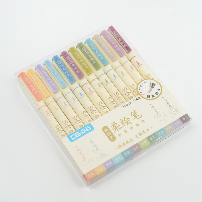 Bộ 12 Bút Brush Soft Viết Thư Pháp Calligraphy/Bullet Journal Ngòi Cao Cấp