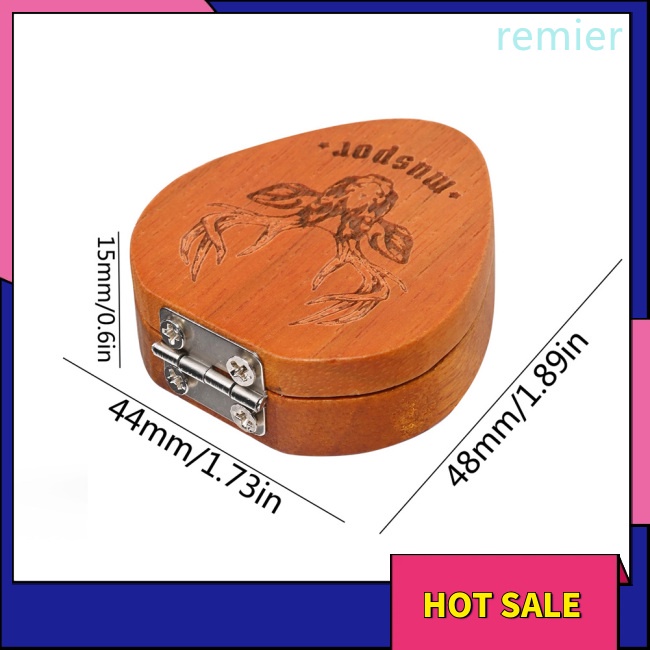 Re wood guitar pick holder pick-shaped guitar storage plectrum container display case with 5 pcs colorful guitar picks