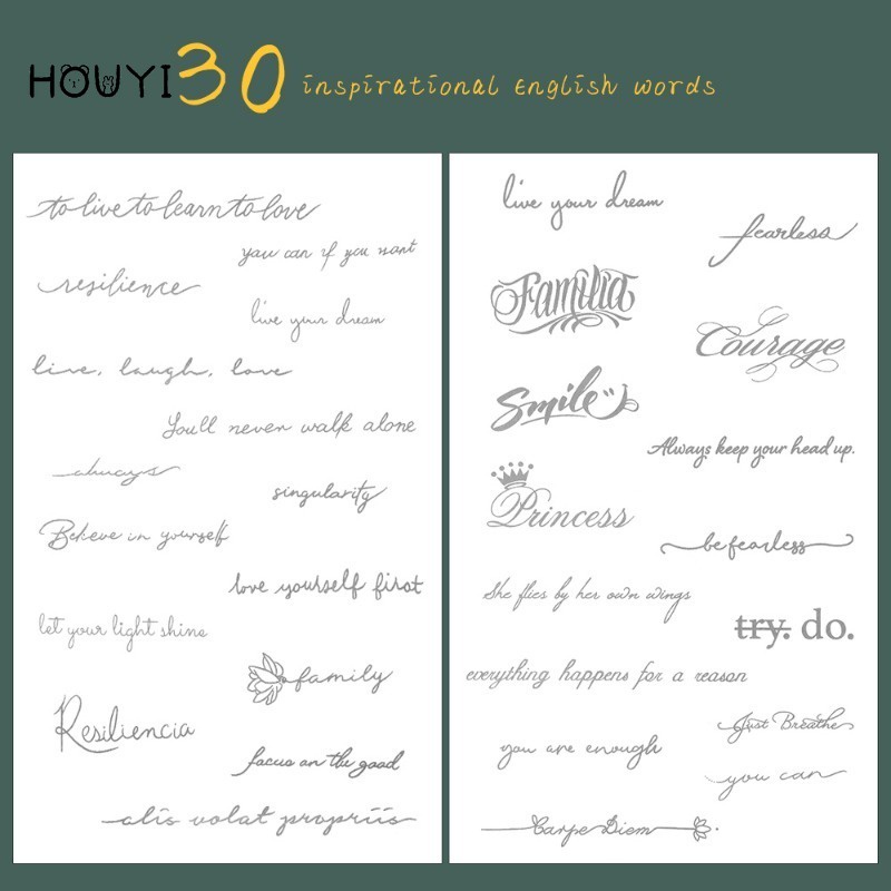 Miếng Dán Hình Xăm Tạm Thời Họa Tiết Chữ Cái Tiếng Anh Chống Thấm Nước / Lâu Trôi Màu Đen