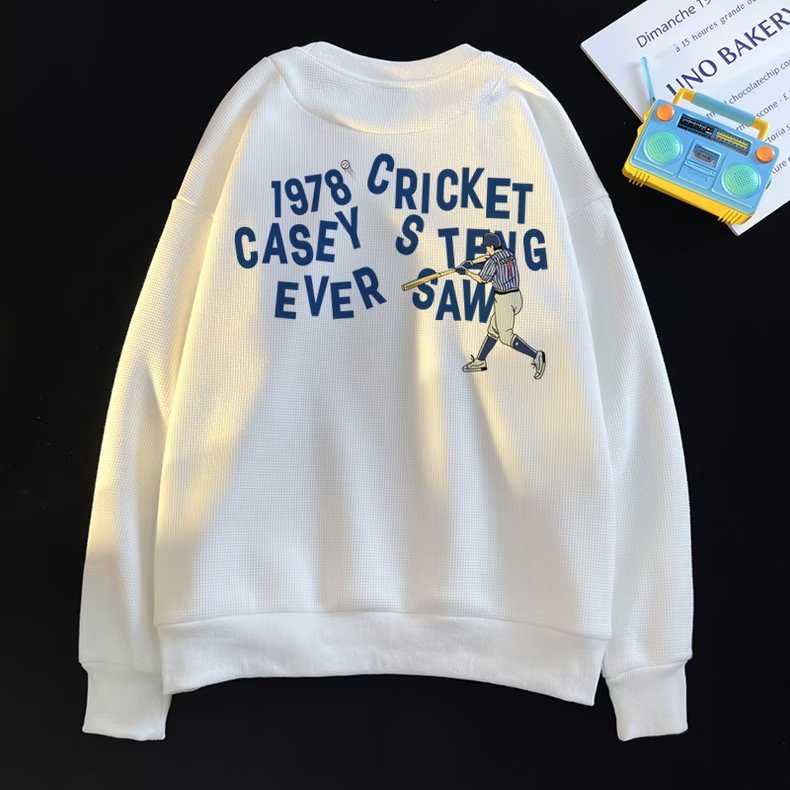 Áo Nỉ Tay Dài Dáng Rộng In Chữ Waffle Phong Cách Mỹ Thời Trang Cho Nam Và Nữ Size M-5XL